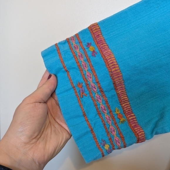 Josefa blue embroidery tunic made in Mexico sz L - Picture 7 of 15